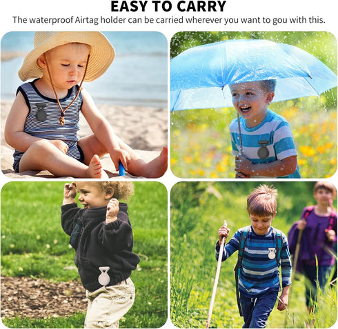 Hidden Airtag Holder for Kids - 4 Pack Waterproof Soft Silicone Case, Safety Pin GPS Tracker for Clothes, Backpack