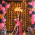 Wish Care 10x10FT Black Wrinkle Free Backdrop Curtains with Lights String for Parties - Photo Curtain Backdrop