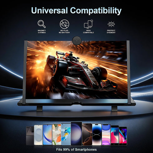 12" 3D Smartphones,12 inches for Mobile Phone Screen Magnifier HD Projector Screen for Movies, Videos, Foldable Stand