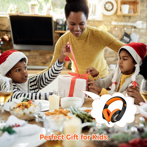 Shop rockpapa Comfort+ Kids Over-Ear Headphones, Wired with Microphone & Volume Control for School, Black/Orange.
