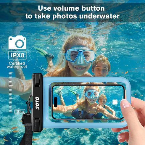 JOTO Universal Waterproof Phone Pouch, Cellphone Dry Bag Case for iPhone 15 14 13 12 11 Pro Max, Galaxy S23, Blue