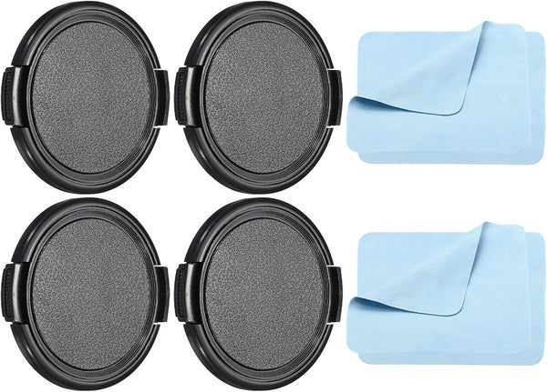 PATIKIL Camera Lens Cap, 4 Pack Sides Pinch Front Cover with Microfiber Cloth for 55mm Lenses