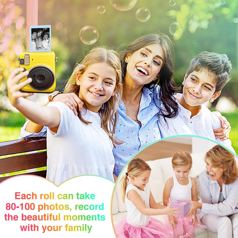 9 Rolls Kids Instant Camera Print Refill Paper for Instant Print Camera Favors, Blue, Pink, Yellow