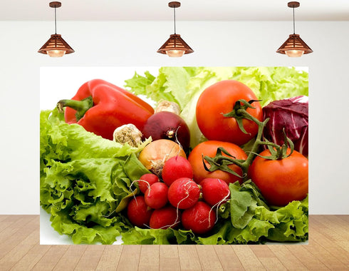 KeyWork 10x7ft Fresh Vegetable Backdrop Farm Produce Photography Background for Party Food Themed