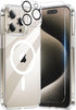 for iPhone 15 Pro Max Case, with 1X Screen Protector + 1X Camera Lens Protector, Compatible with Magsafe [Yellowing