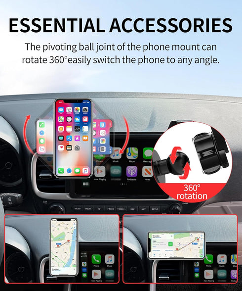 MaserWeller 2020-2025 8-Inch 360 Car Phone Holder for Hyundai Venue Accessories Screen Fixed Clip, Rotation Phone Mount