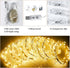 Shillance 10x10ft Cream White Chiffon Backdrop Curtain with Lights String for Wedding Sheer Tulle Curtain Photo