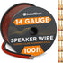 InstallGear 14 AWG Speaker Wire Cable (100 Foot + 12 Banana Plugs) - True Spec Soft Touch for Car, Home Theater,