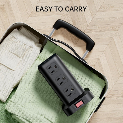 PD20W Surge Protector Power Strip Tower with 15FT Extension Cord, 12 AC & 4 USB (1 USB C) - Office Desk