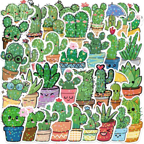 Beuthar 50Pcs Cactus Stickers Pack, Waterproof Graffiti Stickers for Laptop, Scrapbook, Suitcase, Guitar,