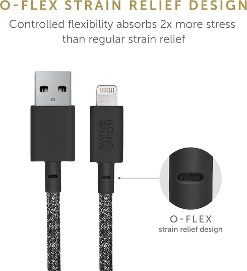Native Union BELT Cable XL - 10ft Durable Lightning to USB Charging Cable with Leather Strap, compatible with iPhone