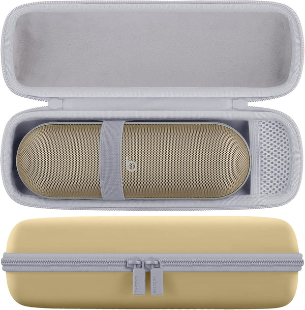 co2CREA Hard Protective Case for Beats Pill Wireless Bluetooth Speaker with Shoulder Strap, Champagne Gold