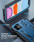 FNTCASE iPhone 11 Case: Shockproof Military Grade, Dual Layer Protection, Kickstand, Matte Textured, 6.1" Blue.