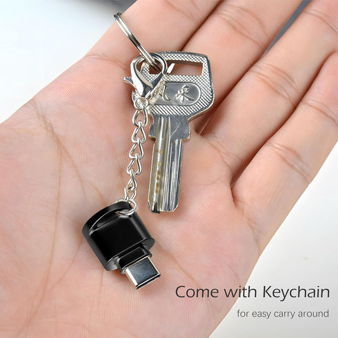 USB C Micro SD Card Reader for Android Phone, Camera, Laptop with Keychain, Mini Metal Type-C Reader