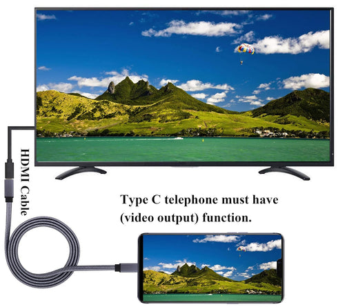 Flat Braided Type C USB 3.1 Adapter Extender Cable, 5 Gbps & 2A, Full Function for Laptop, Tablet, Mobile Phone