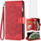 Asuwish iPhone Xs Max Wallet Case: Flower Leather Flip, TPU, Tempered Glass Protector, Credit Card Holder, Red.