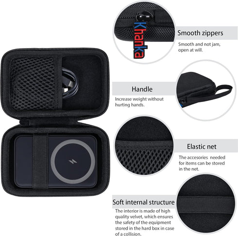 Khanka Hard Travel Case for Anker 621 622 633 Magnetic Battery, 5000mAh 10000mAh Charger, Case Only (Black)