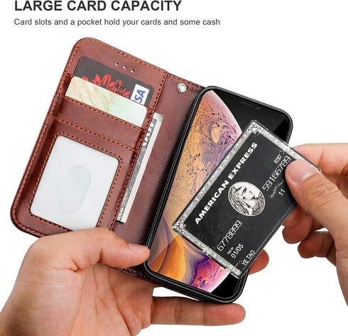 Bocasal Wallet Case for iPhone Xs/X, Card Holder PU Leather, Magnetic Detachable Kickstand, Shockproof Flip Cover