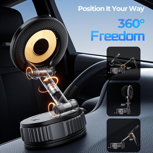 Xuysi 360 Vacuum Magnetic Suction Phone Holder, Adjustable Suction Cup Phone Mount for Car/Gym/Mirror/Shower