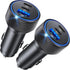 USB C Car Charger, 2Pack 3-Port 67W Dual USB-C & USB-A Fast Charging Adapter for iPhone 15 14 13 12 11 Pro Max, Samsung