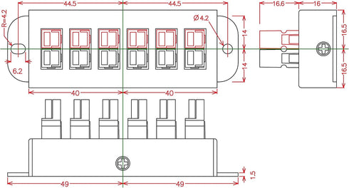 F-1011 6-Position 45A Power Pole Distribution Block Module, Connector Power Splitter Distributor Source Strip