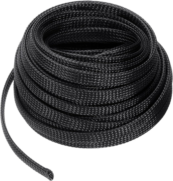 uxcell 50 Ft - 3/8 Inch Expandable Braided Cable Sleeve, PET Wire Management Protector for Home Devices