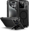 Lanhiem Metal Case for iPhone 15 Pro Max, Heavy Duty Shockproof Cover with Built-in Camera Kickstand & Glass Protector