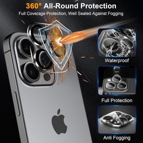 SIBEITU 3 Pack Screen Protector for iPhone 12 with 3 Pack Camera Lens Tempered Glass Protector, 6.1 Inch HD Clear