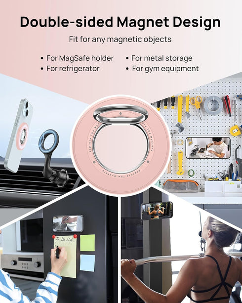 SODI 360 15 14 13 12 16 17 Magnetic Phone Ring Holder, Rotation Dual-Side Strong Magnet Phone Grip for Back of Phone