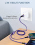 Multi Charger Cable with Lightning & USB C Port, 2 in 1 Nylon Braided Fast Charging Cord for Apple/Android