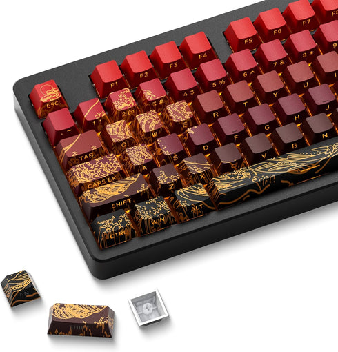 XVX 129 Keys PBT Dye Sub Keycap Set, Cherry Profile Custom Keycaps, Wave of Kanagawa Double Shot Keycaps for Mechanical