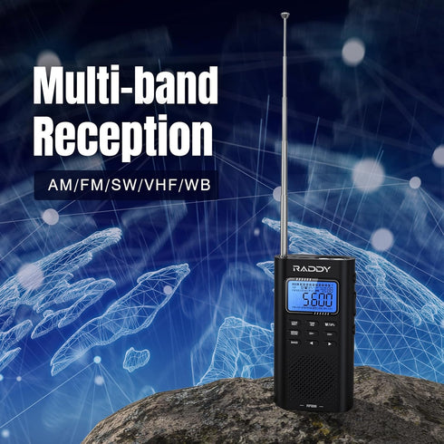 Raddy RF886 Portable Shortwave Radio, AM/FM/SW/VHF/WB Digital Radio with Bluetooth Connection