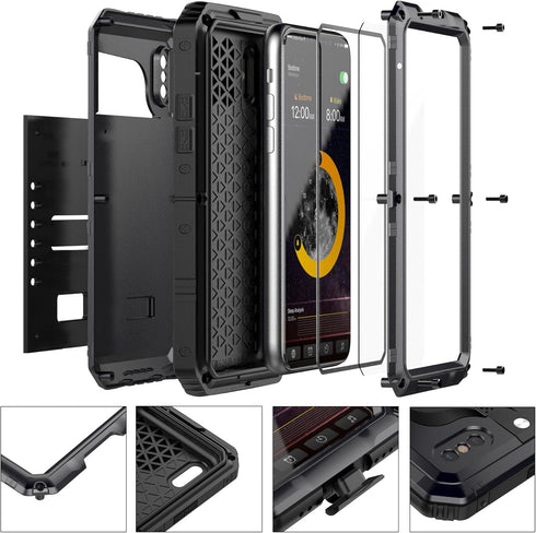 Mitywah Waterproof Case for iPhone X/XS, Heavy Duty Durable Metal Full Body Protective Case, Black