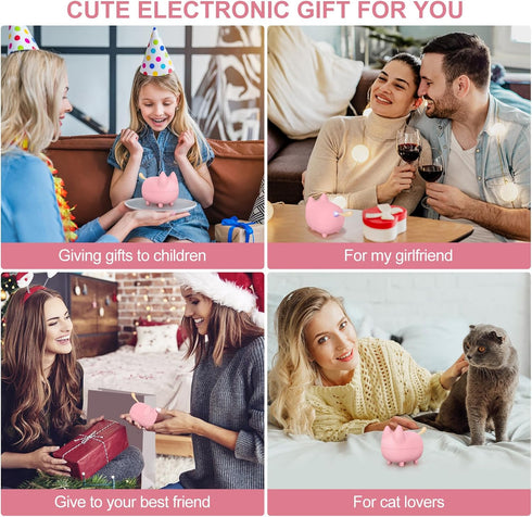 Cute Bluetooth Speaker, Mini Cat Portable Wireless Speaker with Loud Stereo Sound, Built-in Mic, 40H Playtime