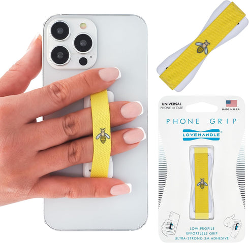 LOVEHANDLE Universal Phone Grip - Bumble Bee Design Elastic Strap for Most Smartphones and Mini Tablets