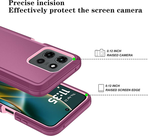 Qinmay 2025/Moto 5G 2025 3-Layer Phone Case for Motorola Moto G G Play Case with HD Screen Protector, Heavy Duty