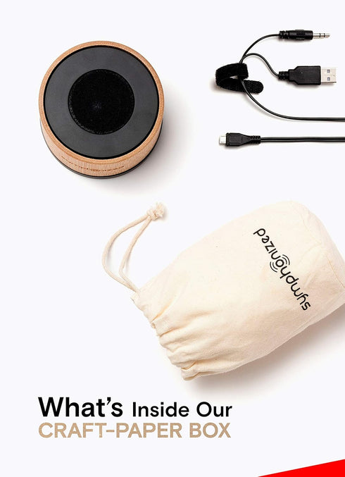 Symphonized Mp3 NXT Premium Genuine One Piece Solid Hand Carved Bamboo Wood Bluetooth Portable Speaker. Compatible
