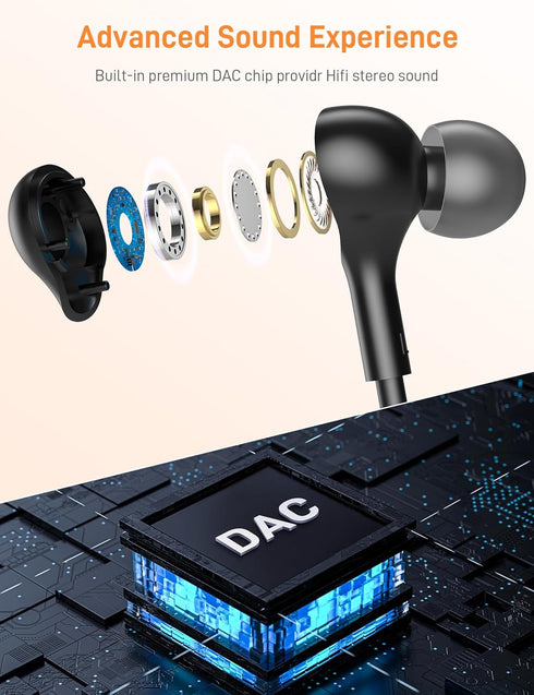 USB C Headphones for Apple iPhone 15 Plus, iPad/Google Pixel 8 8A 7 Pro 7A/Samsung Galaxy S24 S23 S22 S21 Ultra, Wired