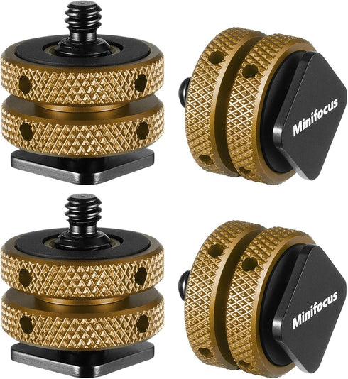 4 Packs Camera Hot Shoe Mount Adapter, Aluminum Alloy Tripod Screw with 1/4" and 3/8" Double Nut for DSLR, LED Monitors