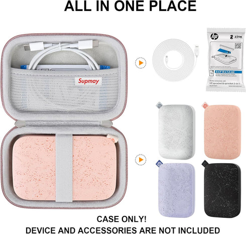 Hard Carrying Case for HP Sprocket Portable 2x3 Instant Photo Printer, Storage Holder Bag with Mesh Pocket