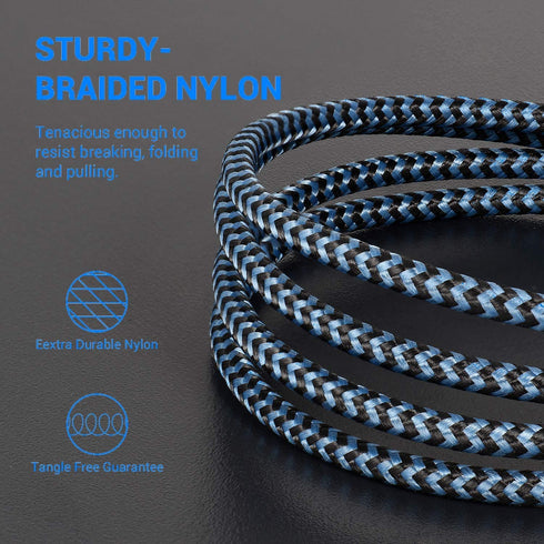 Sundix 3Pack 9ft Nylon Braided iPhone Charger Cable, Compatible with iPhone 14/13/12/11/XS/XR/8/7 and More.