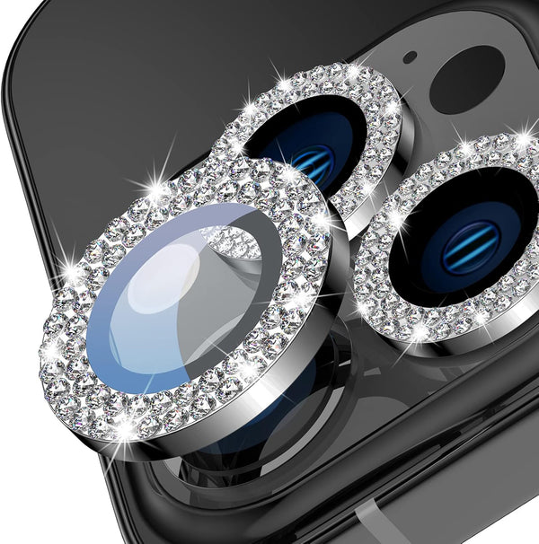 Tensea Camera Lens Protector for iPhone 13 Pro - Bling Tempered Glass Cover, Cute Metal Individual Lens Ring