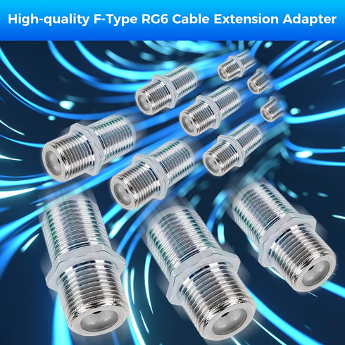 Coaxial Cable Connector 10 Pack - RG6 Female to Female Coax Cable Extender F-Type Adapter for TV Cables
