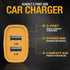 DEWALT 2-Port USB Car Charger, 24W Fast Charge Dual Port USB-A for iPhone 14 13 12 11 Pro Max X XR XS 8 Plus 6s