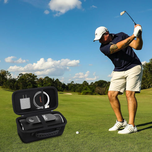 Canboc Hard Carrying Case for Blue Tees Golf Player+ GPS Speaker, Black, with Mesh Pocket for Charging Cable