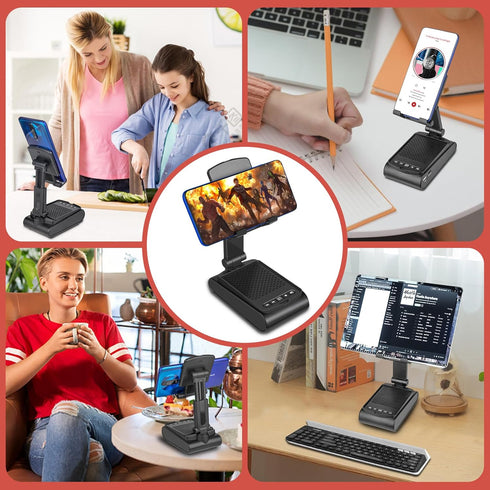 Gifts for Men, Cell Phone Stand with Wireless Bluetooth Speaker, HD Surround Sound for Home and Outdoors, Compatible
