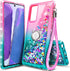 NGB Case for Samsung Galaxy Note 20 & Note 20 5G, Pink/Aqua Glitter Liquid Sparkle Cover with Accessories