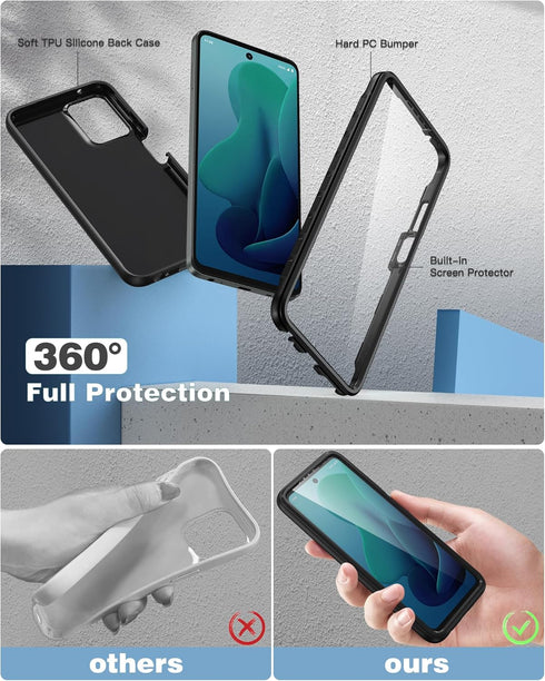 FNTCASE Motorola Moto G-5G-2024 Case with Built-in Screen Protector, Rugged Shockproof Full Body Cover