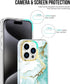 BAISRKE iPhone 15 Pro Clear Case (6.1") - Slim Shockproof Green Marble, includes 2 Screen Protectors & 1 Camera Lens