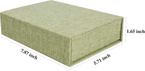 Photo Storage Box 5x7 - Linen Memory Box for Storing Photos, Pictures, Certificates, Scrapbooking Supplies, Keepsakes,